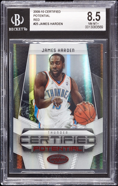 2009 Certified James Harden RC No. 25 Potential Red (34/100) BGS 8.5