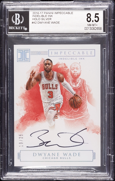 2016 Panini Impeccable Dwyane Wade Indelible Ink Holo Silver (19/25) BGS 8.5 (AUTO 10)