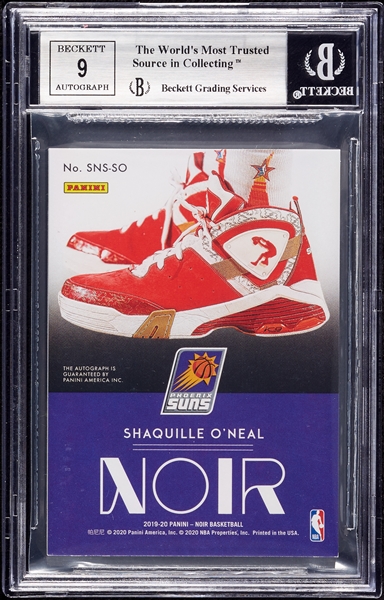 2019 Panini Noir Shaquille O'Neal Sneaker Spotlight Autos (24/49) BGS 8.5 (AUTO 9)