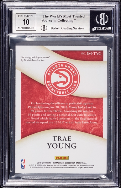 2019 Immaculate Collection Trae Young Immaculate Moments Autos (26/49) BGS 8.5 (AUTO 10)