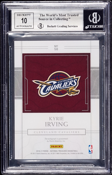 2016 National Treasures Kyrie Irving Signatures Emerald (5/5) BGS 9 (AUTO 10)
