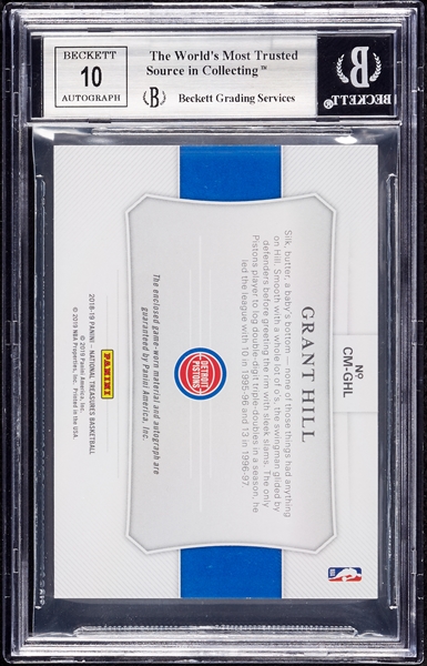 2018 National Treasures Grant Hill Colossal Materials Autos Prime (21/25) BGS 9 (AUTO 10)