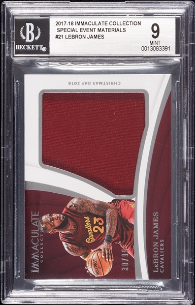 2017 Immaculate Collection LeBron James Special Event Materials (30/99) BGS 9
