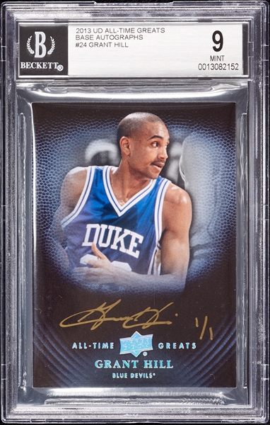 2013 UD All-Time Greats Grant Hill Base Autographs (1/1) BGS 9 (AUTO 10)