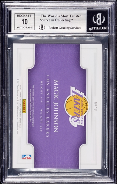2016 National Treasures Magic Johnson Game Gear Triple Jersey Autographs (19/25) BGS 9 (AUTO 10)