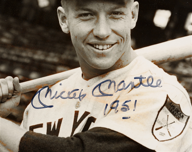Mickey Mantle & Joe DiMaggio Signed 16x20 Framed Photo 1951 (PSA/DNA)