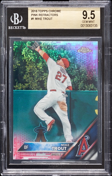 2016 Topps Chrome Mike Trout No. 1 Pink Refractors BGS 9.5