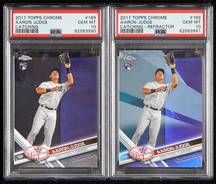 2017 Topps Chrome Aaron Judge PSA 10 Pair with Refractor (2)