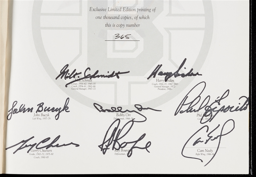 Bobby Orr & Other Greats Signed Boston Bruins 75th Anniversary Book (365/1000)