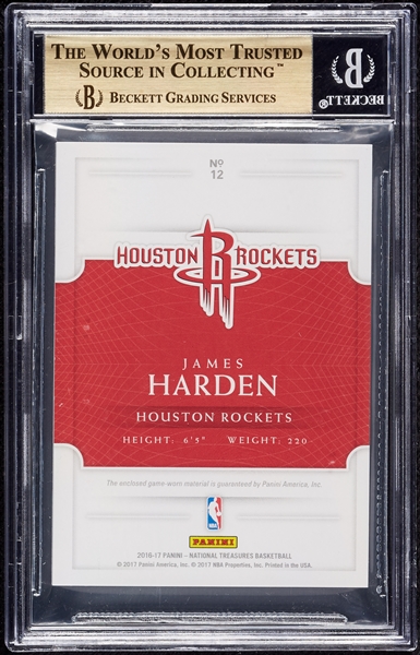 2016 National Treasures James Harden Game Gear Duals Prime (9/25) BGS 9.5