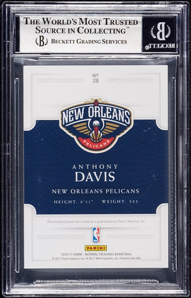 2016 National Treasures Anthony Davis Game Gear Duals Prime (20/25) BGS 9