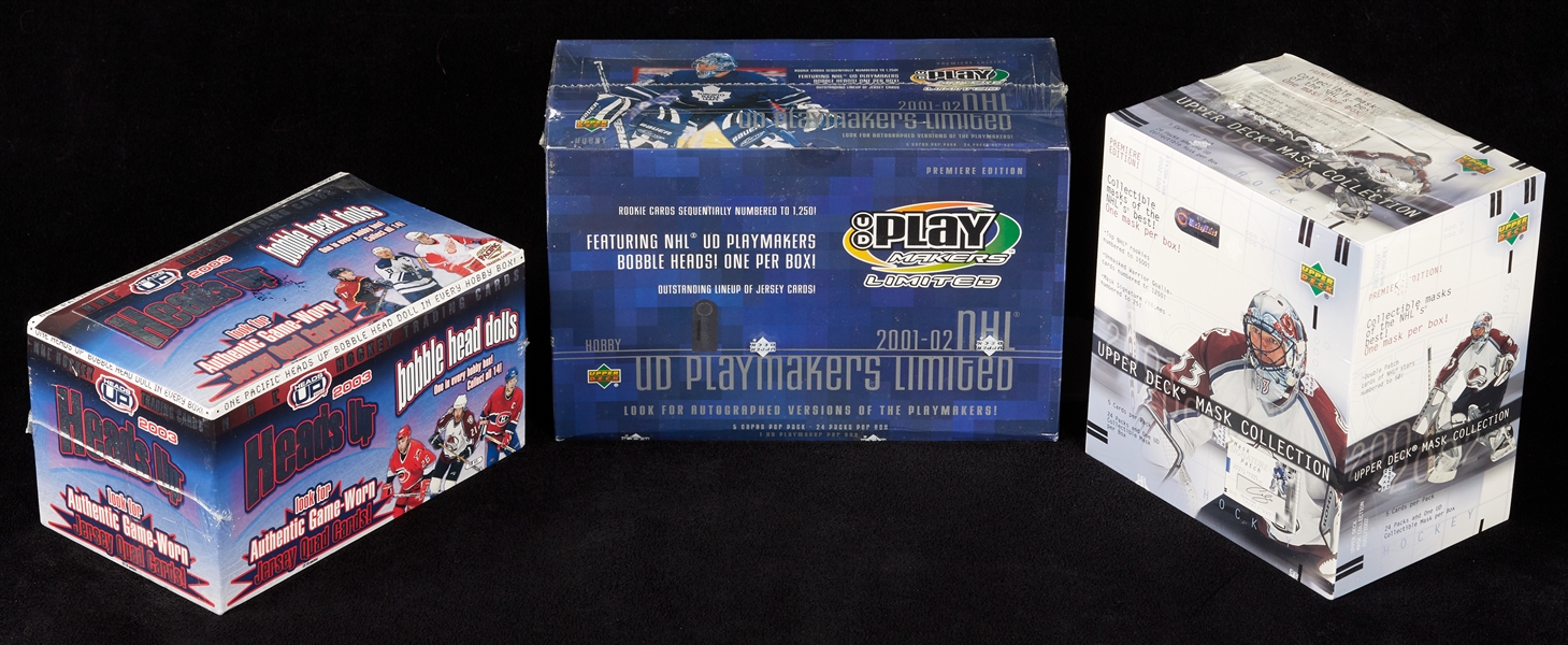 Unopened Hockey Box Group with 2001 Mask Collection, Playmakers (3)