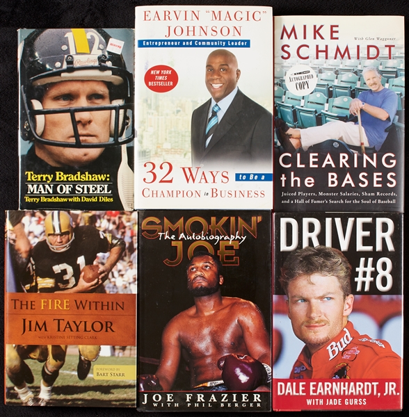 Sports-Related Signed Books Group with Bradshaw, Frazier, Schmidt (6)