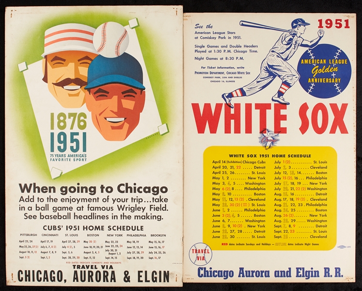 1951 Chicago White Sox and Cubs Schedule Cards (2)