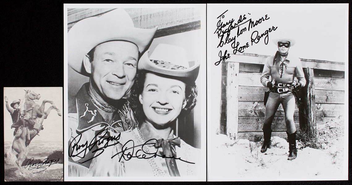 Hollywood Cowboys Signed Photos with Clayton Moore, Roy Rogers, Dale Evans (3)