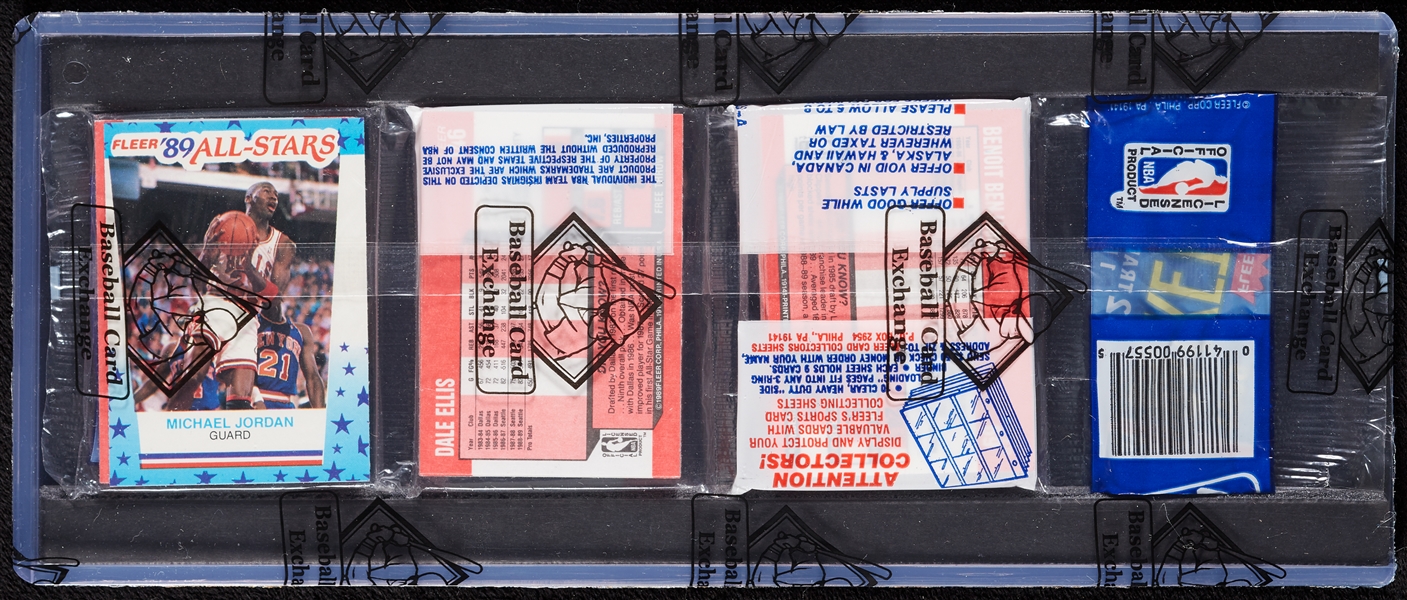 1989 Fleer Basketball Rack Pack with Michael Jordan Sticker Showing (BBCE)