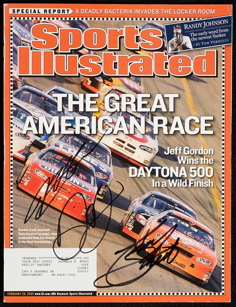 Jeff Gordon, Tony Stewart & Dale Earnhardt Jr. Signed Sports Illustrated (2005) (BAS)