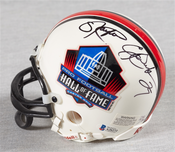 NFL HOF Class of 1999 Signed Mini-Helmet with Taylor, Dickerson, Newsome, Mack & Shaw (24/99) (BAS)