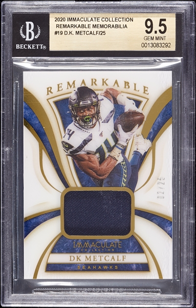 2020 Immaculate Collection D.K. Metcalf Remarkable Memorabilia (2/25) BGS 9.5