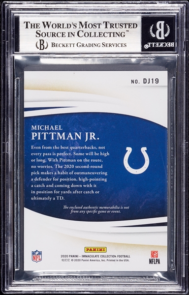 2020 Immaculate Collection Michael Pittman Dual Jerseys Prime Gold (8/10) BGS 9