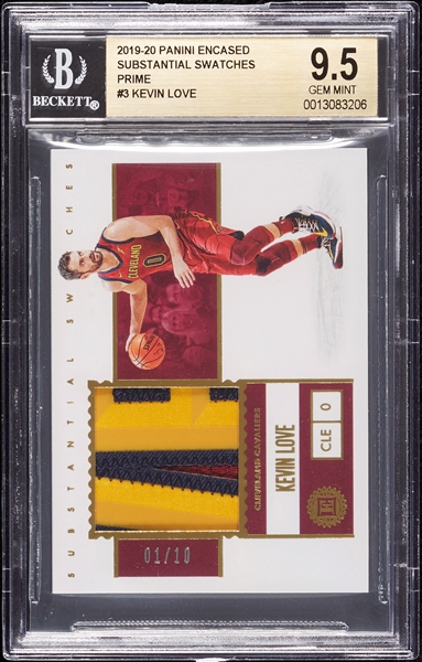 2019 Panini Encased Kevin Love Substantial Swatches Prime (1/10) BGS 9.5