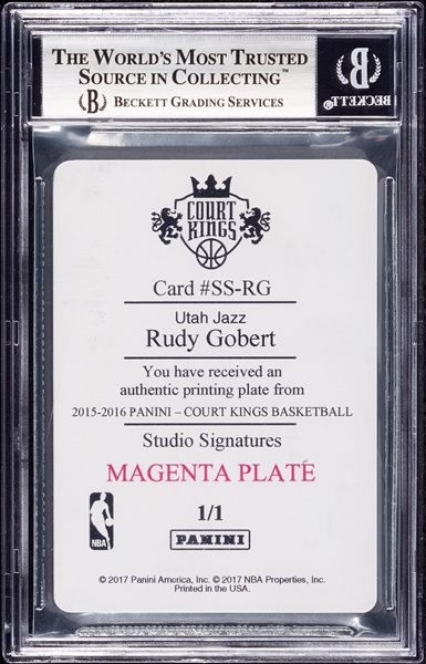 2015 Court Kings Rudy Gobert Studio Signatures Printing Plates Magenta (1/1) BGS 8.5
