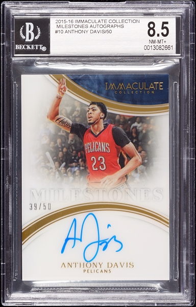 2015 Immaculate Collection Anthony Davis Milestone Autographs (39/50) BGS 8.5 (AUTO 10)
