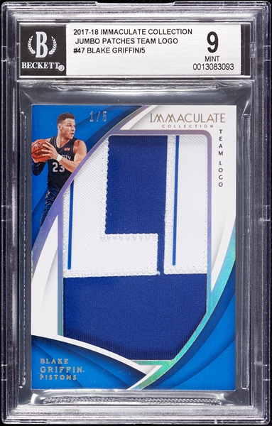 2017 Immaculate Collection Blake Griffin Jumbo Patches Team Logo (1/5) BGS 9