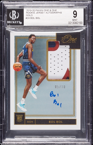 2019 Panini One & One Bol Bol Rookie Jersey Autographs Gold (5/10) BGS 9 (AUTO 10)