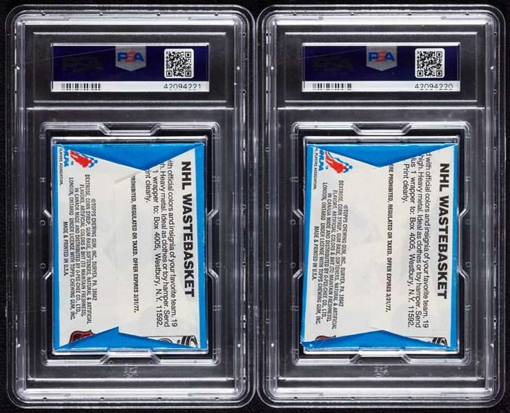 1977 Topps Hockey Wax Pack in 1976 Wrapper Pair (2) (Graded PSA 8)
