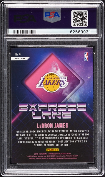 2018 Donruss Optic LeBron James Express Lane Purple No. 4 PSA 10