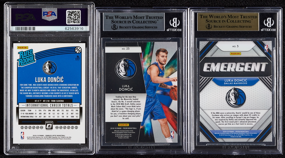Luka Doncic 2018 RC Trio with BGS 9.5 Prizm Emergent (3)