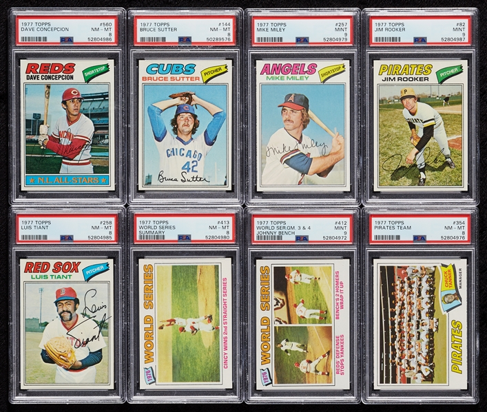 1977 Topps Baseball High-Grade Complete Set, Seven (7) PSA Slabs (726)