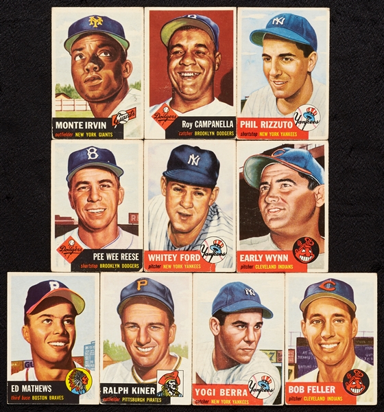 1953 Topps Baseball Complete Set, Mantle and Mays Slabbed (274)
