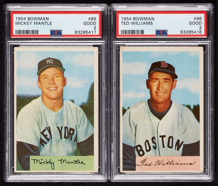 1954 Bowman Baseball Complete Set, Mantle and Williams PSA 2s (224)