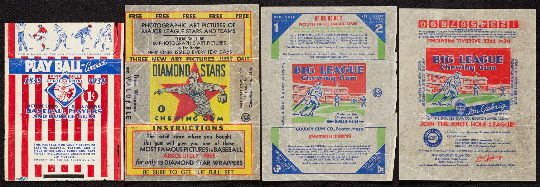 1930s Baseball Card Wrappers (4)