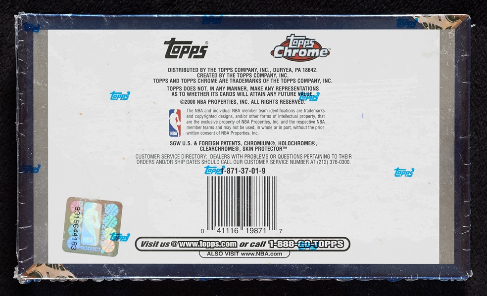 1999-00 Topps Chrome Basketball Hobby Wax Box (24)
