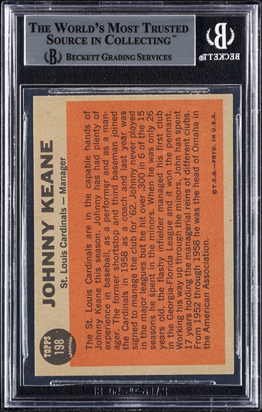 Johnny Keane Signed 1962 Topps No. 198 (BAS)