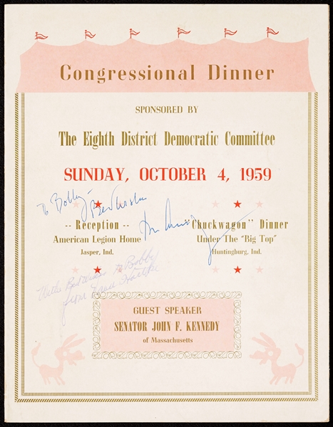 John F. Kennedy Signed 1959 Democratic Congressional Dinner Program (JSA)