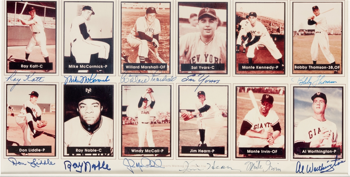 New York Giants Multi-Signed Polo Grounds Commemorative Photo with Mays, Irvin (135/200) (BAS)