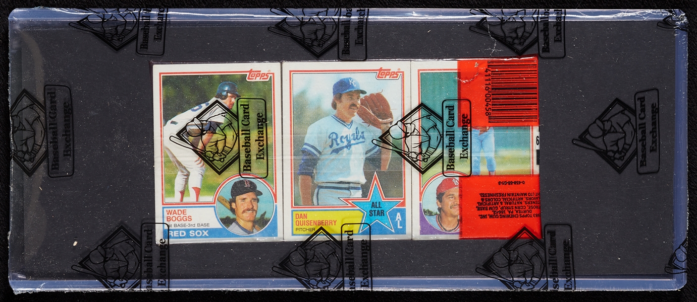 1983 Topps Baseball Rack Pack with Wade Boggs RC on Top (BBCE)