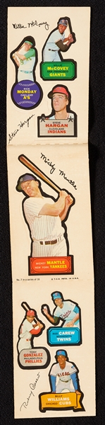 1968 Topps Action Stickers Three-Card Panel With Mantle