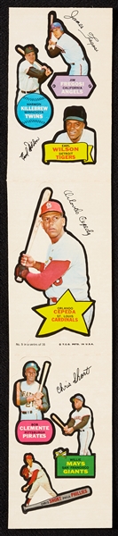 1968 Topps Action Stickers Three-Card Panel With Cepeda, Clemente, Mays