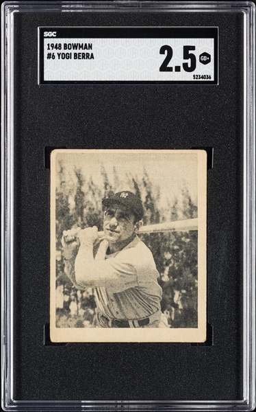 1948 Bowman Yogi Berra RC No. 6 SGC 2.5