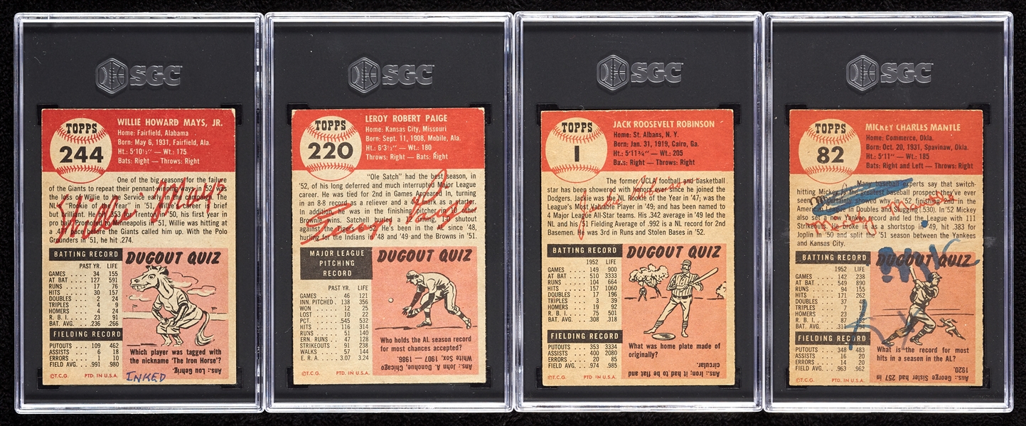 1953 Topps Baseball Complete Set, Big Four in SGC Slabs (274)
