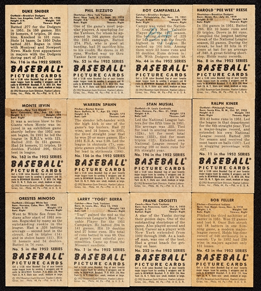 1952 Bowman Baseball Complete Set, Mantle PSA 4 and Mays PSA 2 (252)