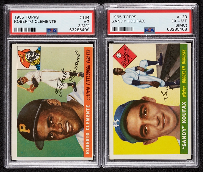 1955 Topps Baseball Complete Set, With Slabbed Clemente and Koufax Rookies (206)