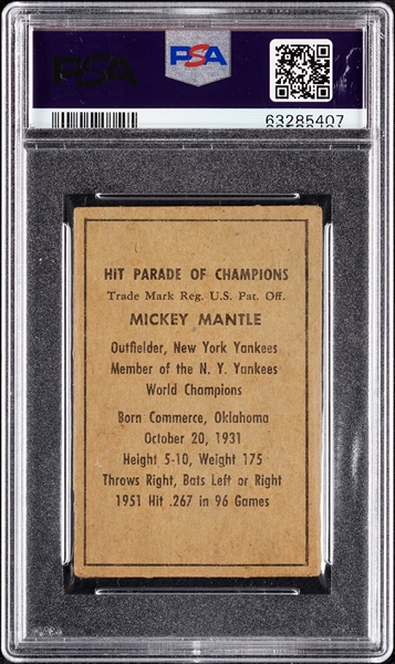 1952 Berk Ross Hit Parade of Champions Near Set, PSA 1.5 Mantle (71/72)