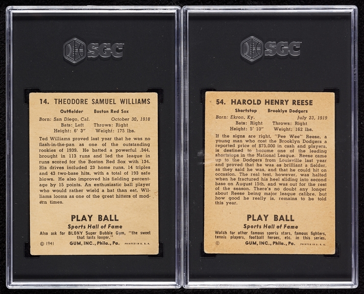 1941 Play Ball Complete Set, Williams SGC Auth., Reese SGC 3.5 (72)