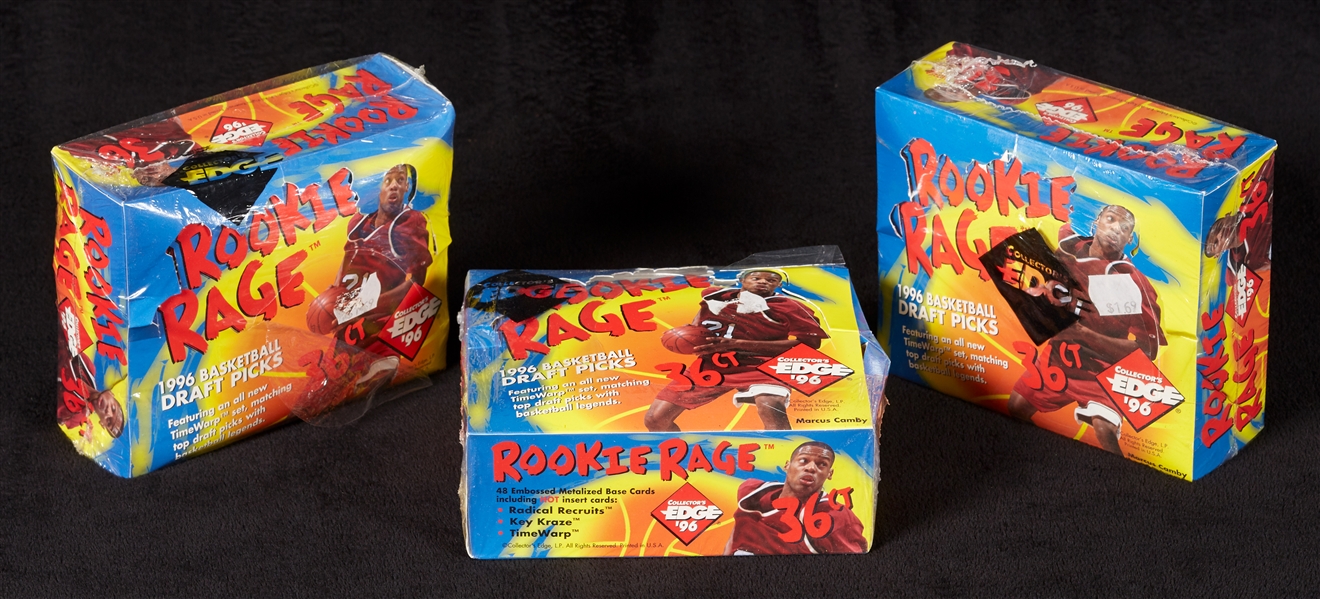 1996 Collector's Edge Rookie Rage Wax Box Group (3)